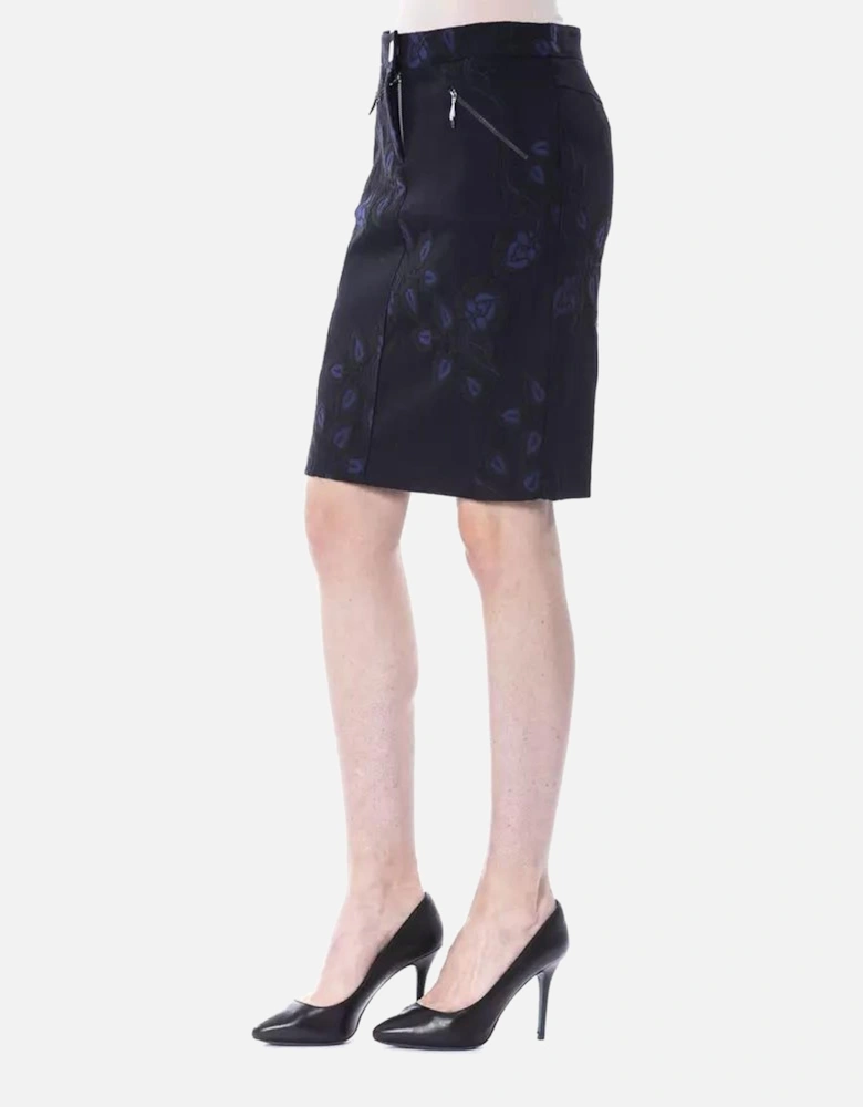 Pencil Skirt Embroidered Floral Style 17678 Women - Black