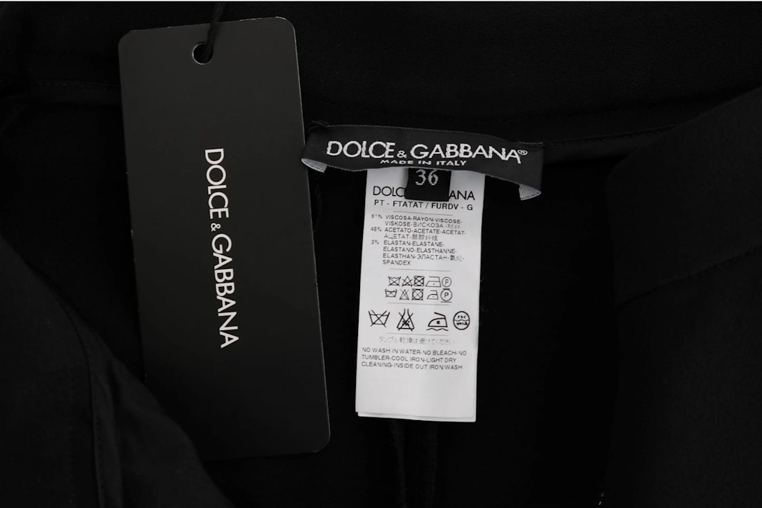 Dolce Gabbana Cropped Pants Side Panel Detail Women - Black Jeans