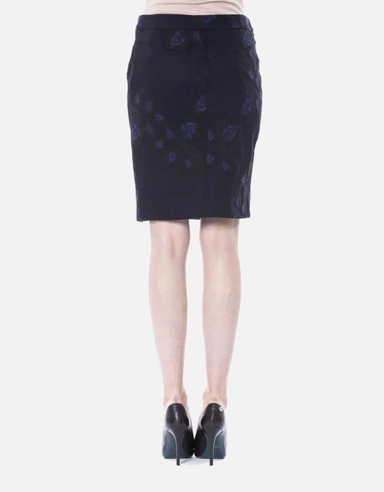 Pencil Skirt Embroidered Floral Style 17678 Women - Black