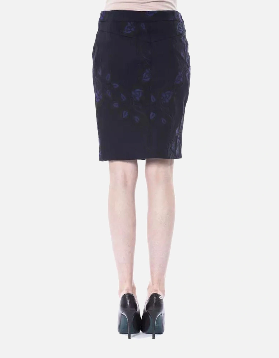 Pencil Skirt Embroidered Floral Style 17678 Women - Black