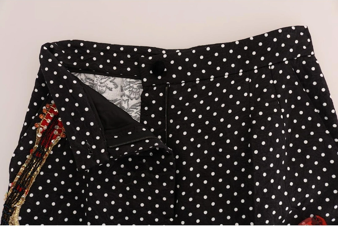 Polka Dot Trousers Embellished Pants Women - Blackwhite Jeans