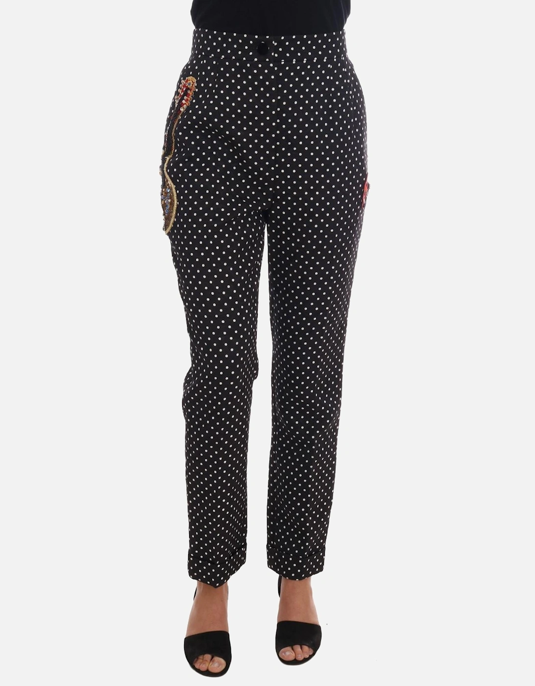 Polka Dot Trousers Embellished Pants Women - Blackwhite Jeans, 7 of 6
