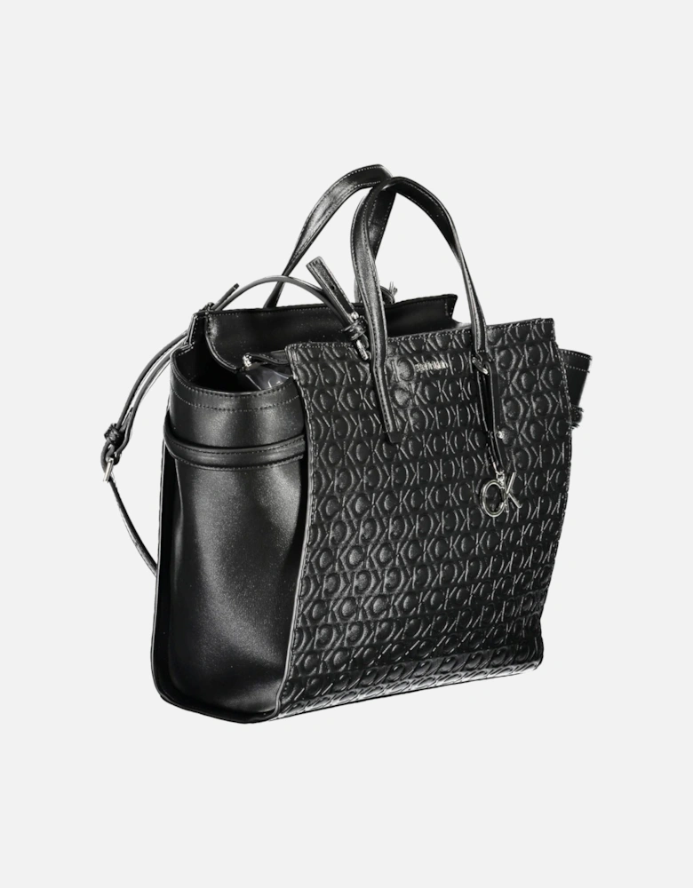 Recycled Polyester Black Handbag with Contrasting Details Women