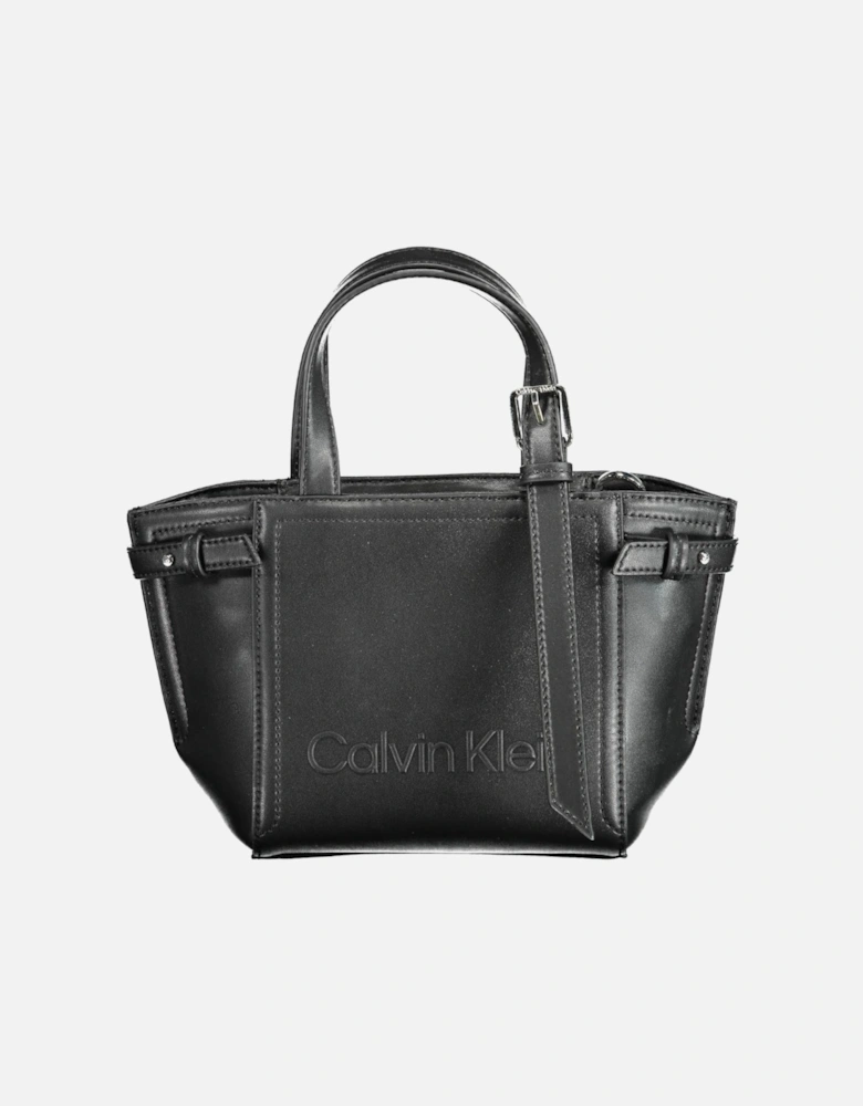 Sophisticated Black Handbag with Removable Shoulder Strap and Internal