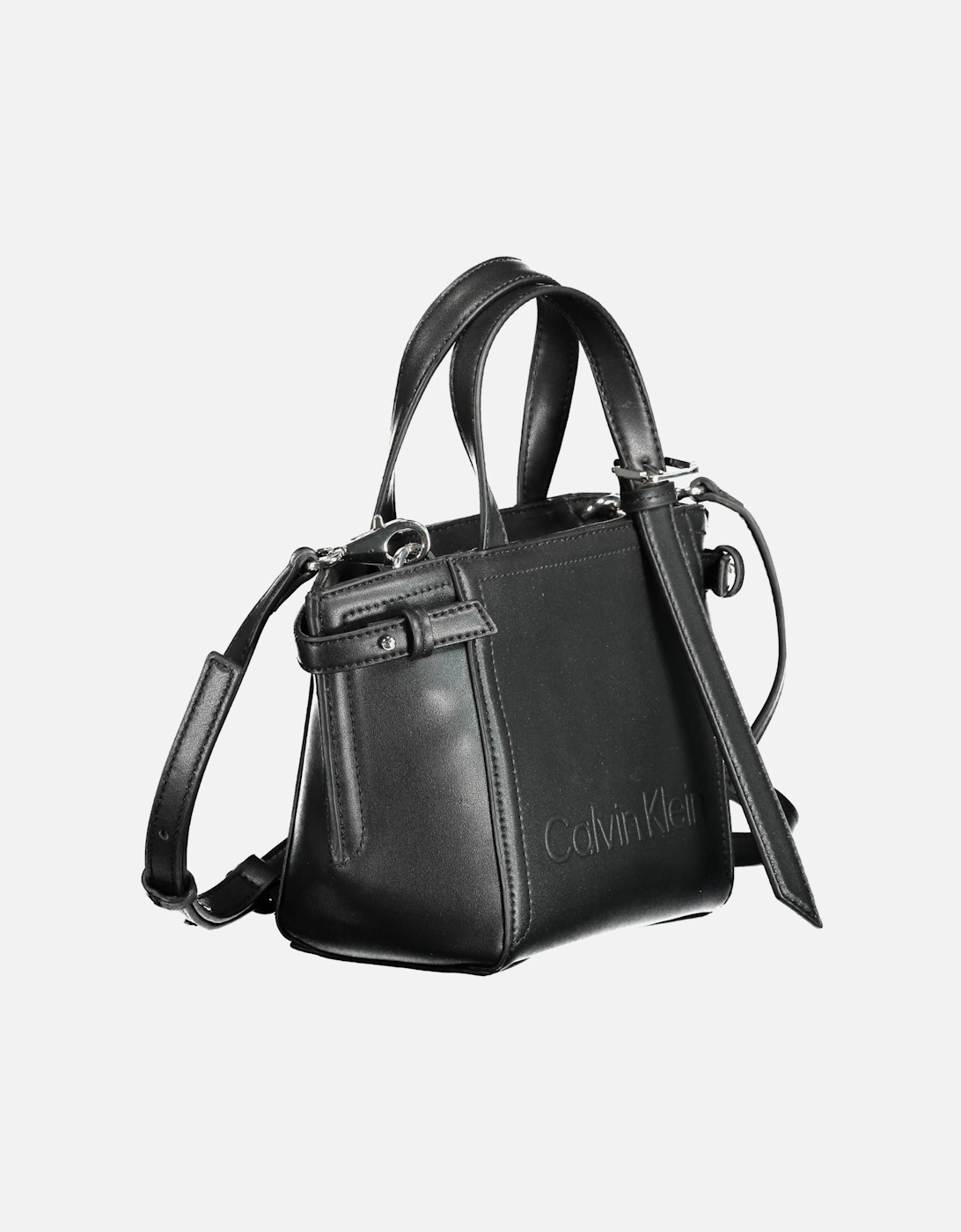 Sophisticated Black Handbag with Removable Shoulder Strap and Internal