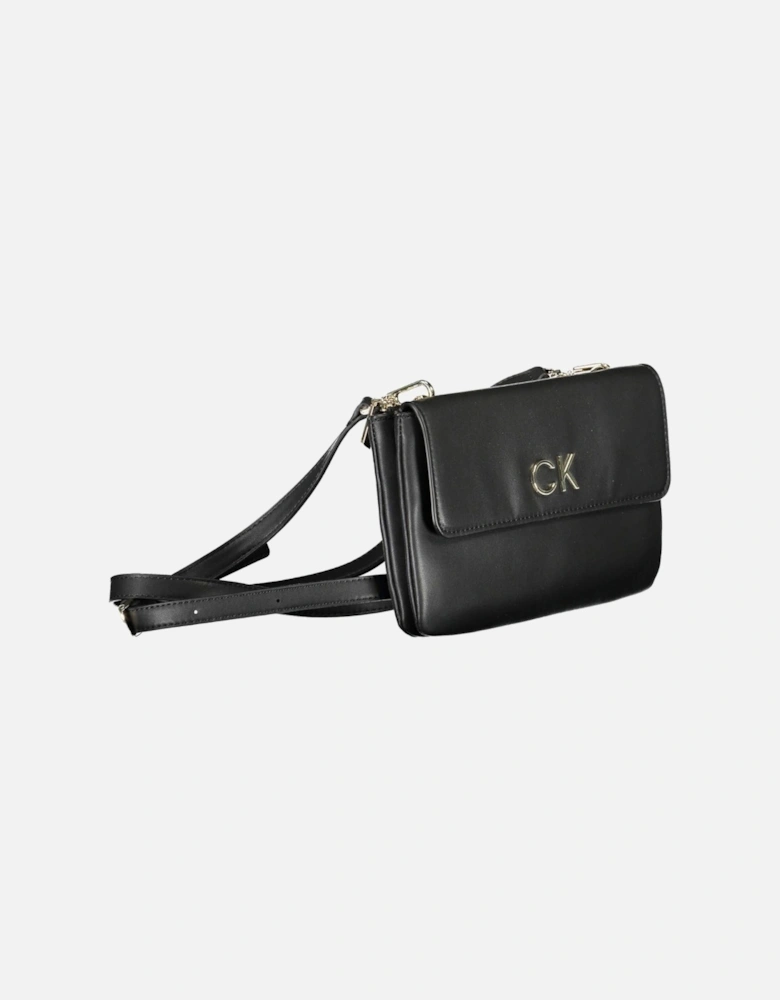 Black Sustainable Handbag with Two Compartments and Adjustable Strap