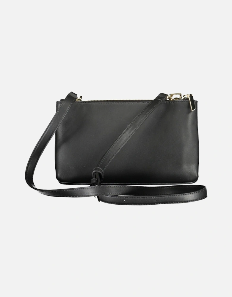 Black Sustainable Handbag with Two Compartments and Adjustable Strap