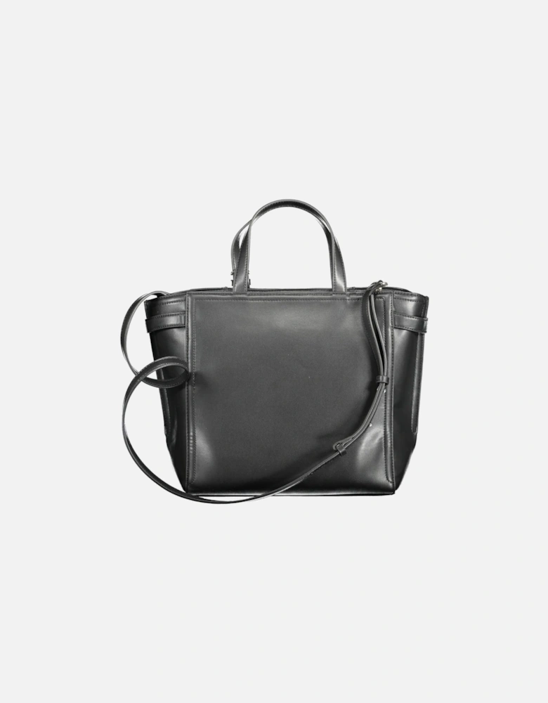 Chic Black Eco-Friendly Handbag with Adjustable Strap and Zip Closure