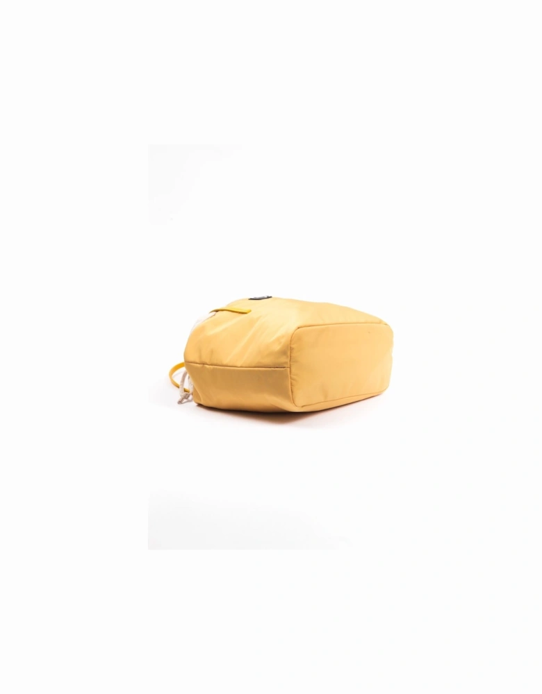 Yellow Shopper Handbag with Fabric and Synthetic Patent Leather Women