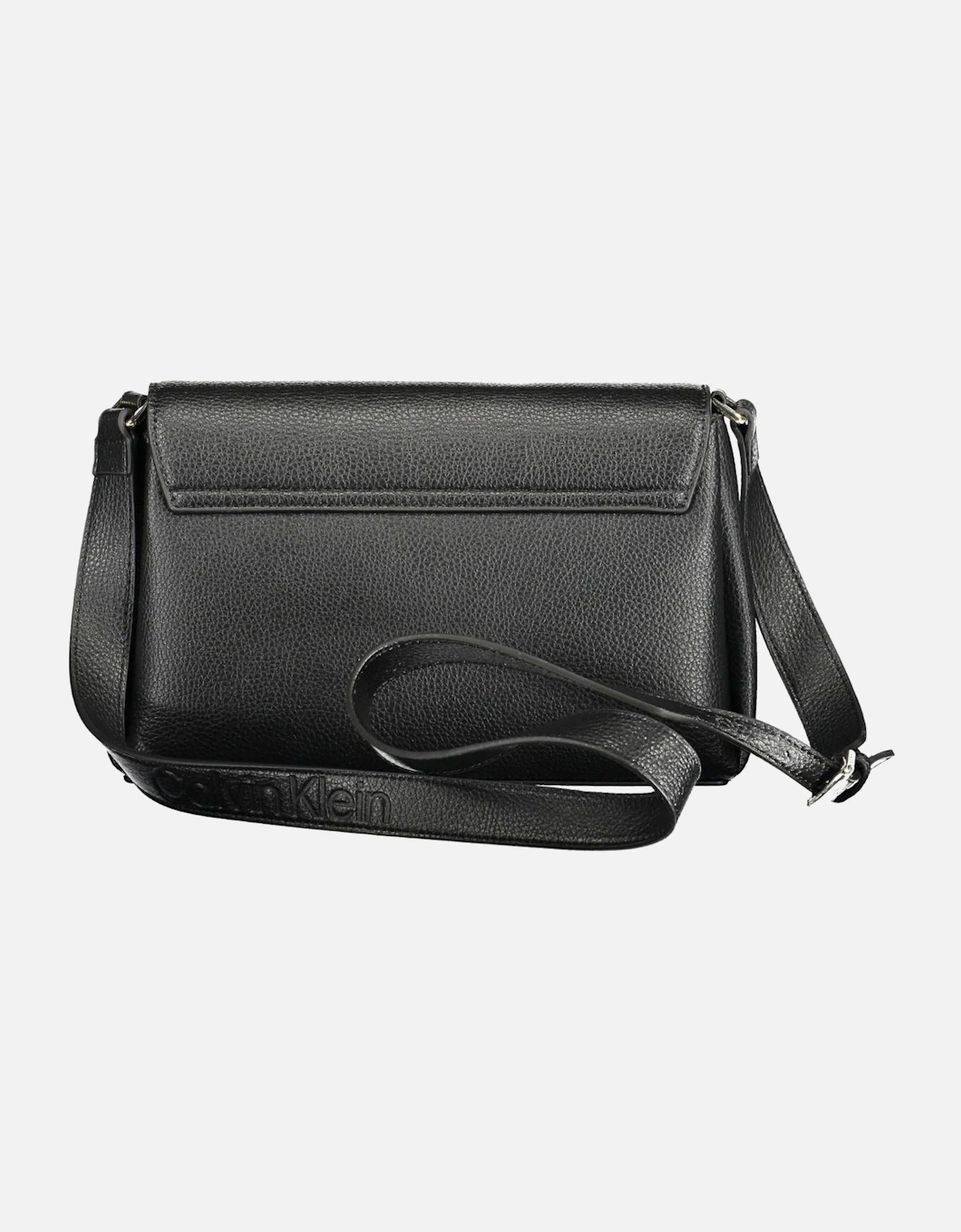 Sustainable Black Shoulder Bag with Adjustable Strap and Snap Closure