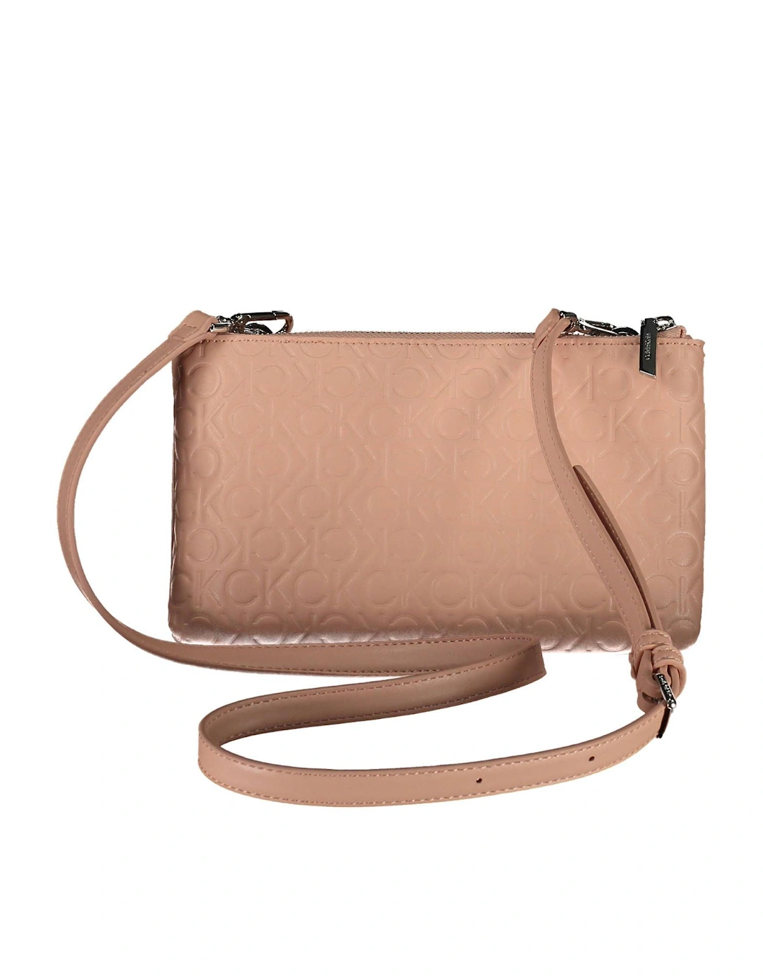 Chic Sustainable Pink Shoulder Bag with Adjustable Strap and Two