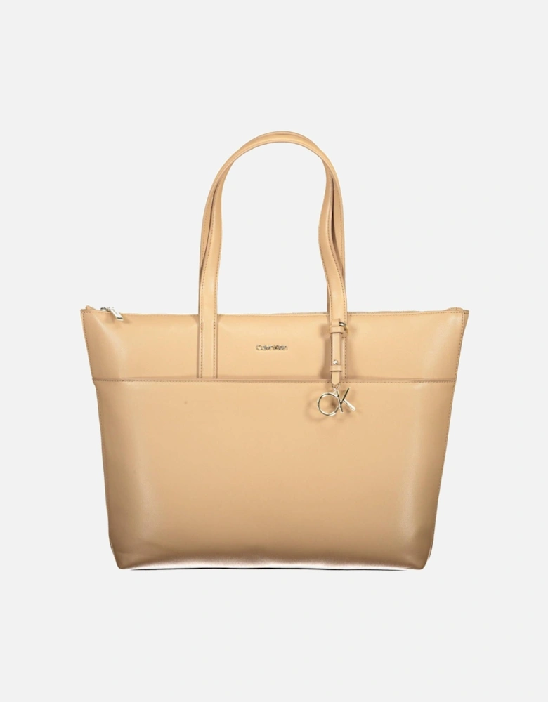 Eco-Conscious Beige Shoulder Bag with Iconic Logo Women Handbags