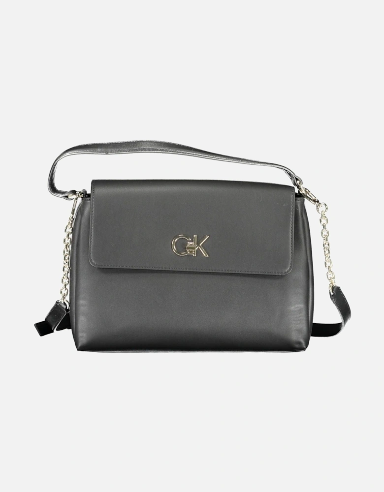 Sophisticated Black Handbag with Contrasting Details and Eco-Friendly