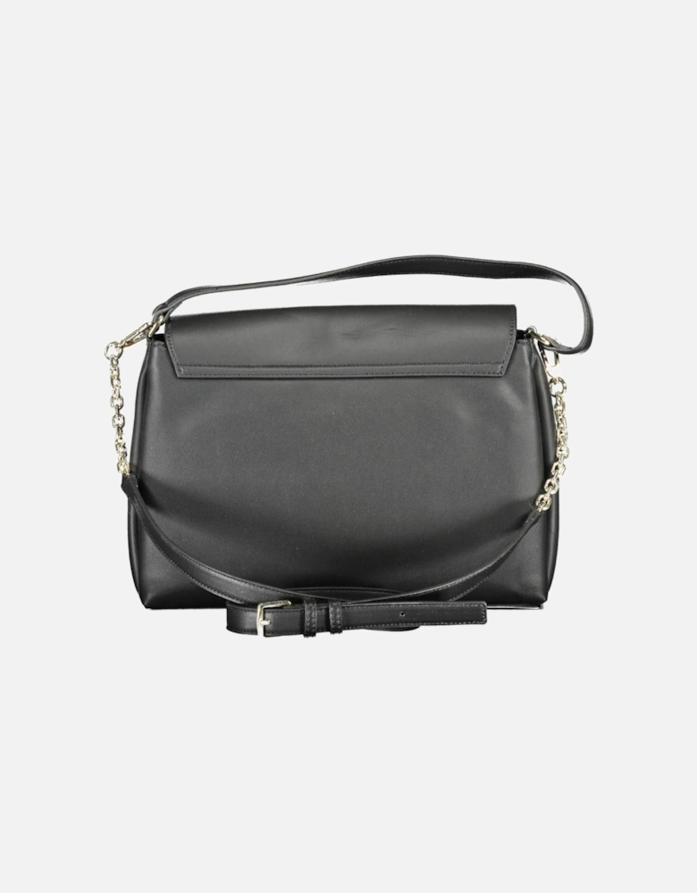 Sophisticated Black Handbag with Contrasting Details and Eco-Friendly