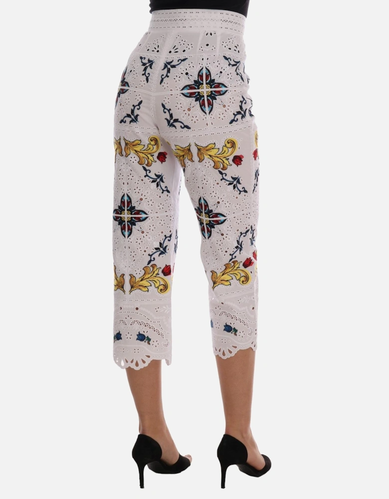 Floral Eyelet Cropped Pants Women - Multicolor Jeans