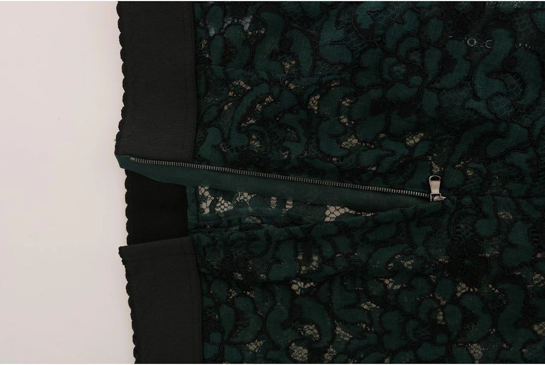 Floral Lace High Waist Slim Fit Pants with Zipper Closure Women -
