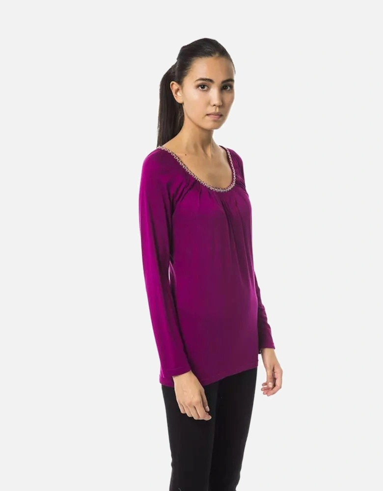 Long Sleeve Scoop Neck Top Women - Purple T-Shirts