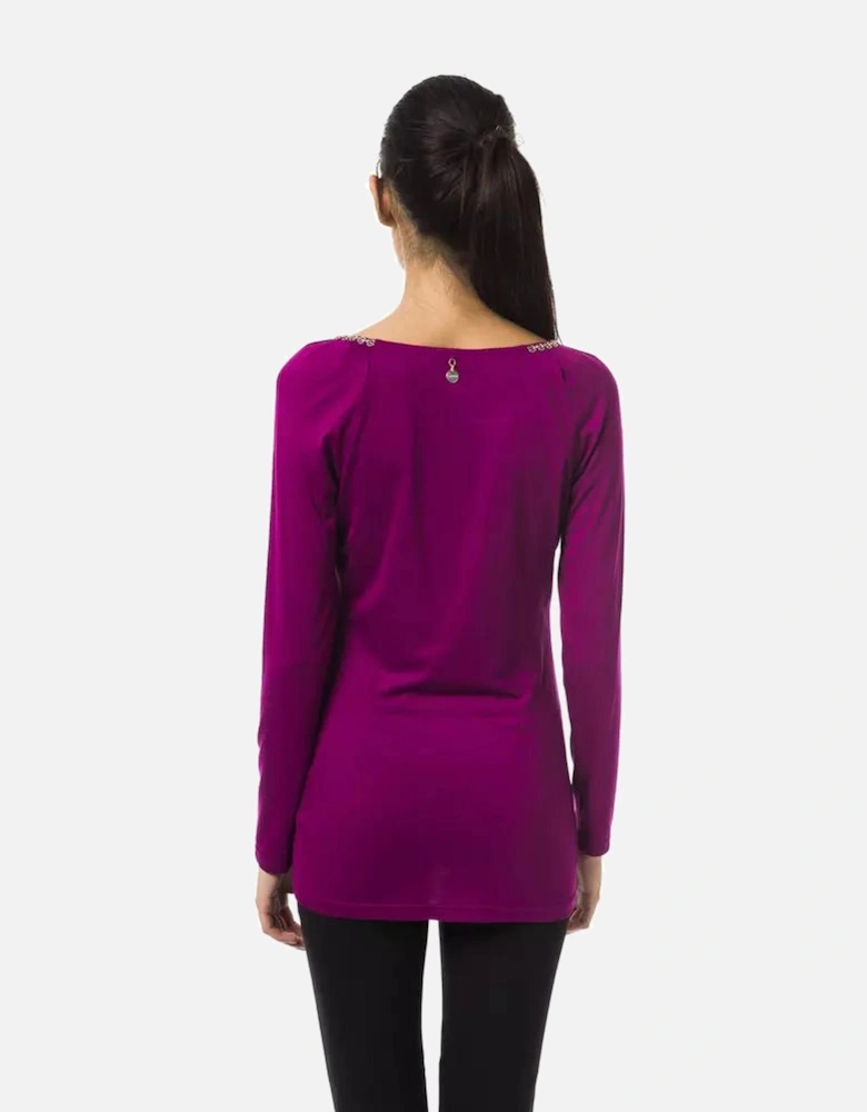 Long Sleeve Scoop Neck Top Women - Purple T-Shirts