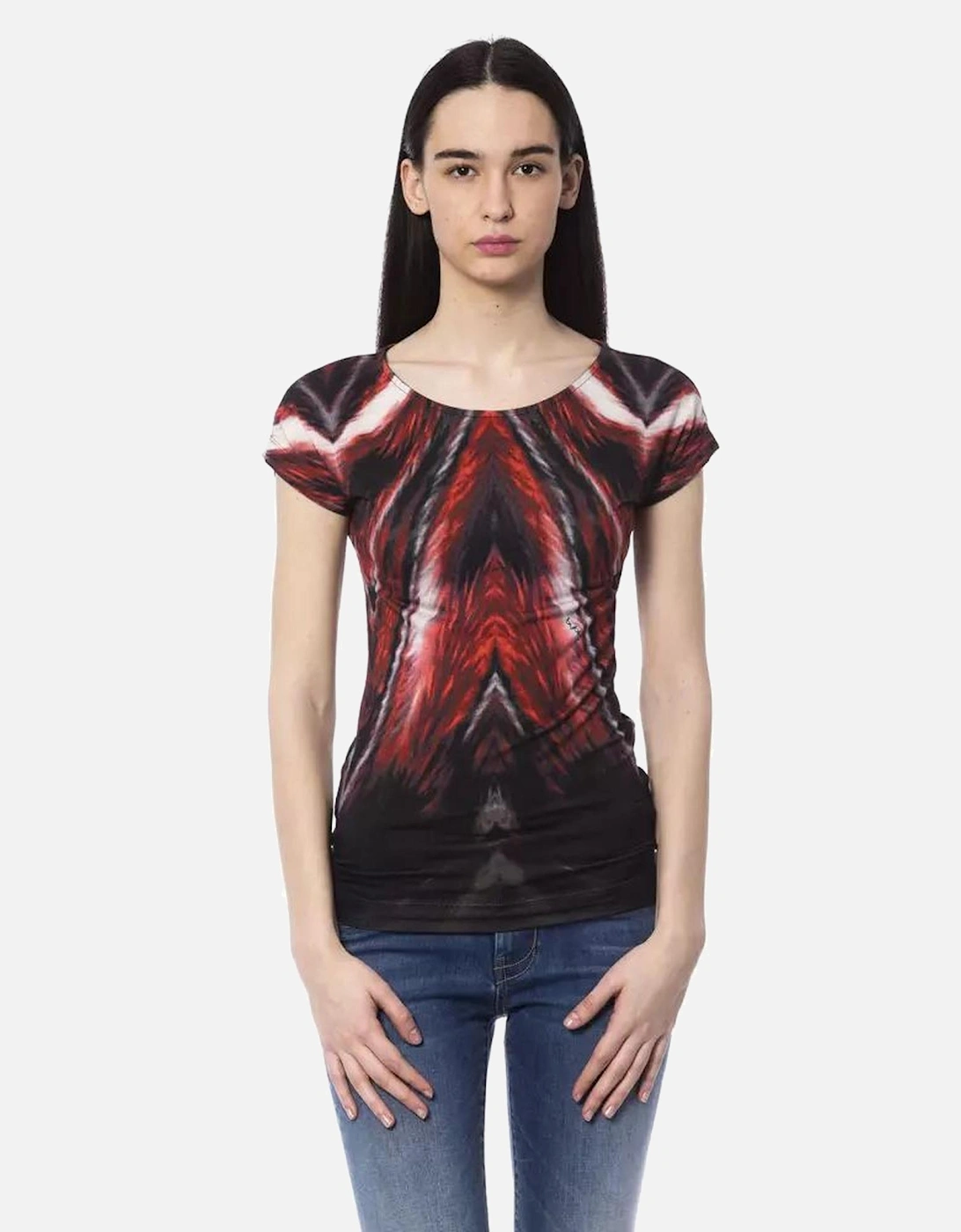 Front Print Short Sleeve Round Neck T-shirt Women - Multicolor, 4 of 3