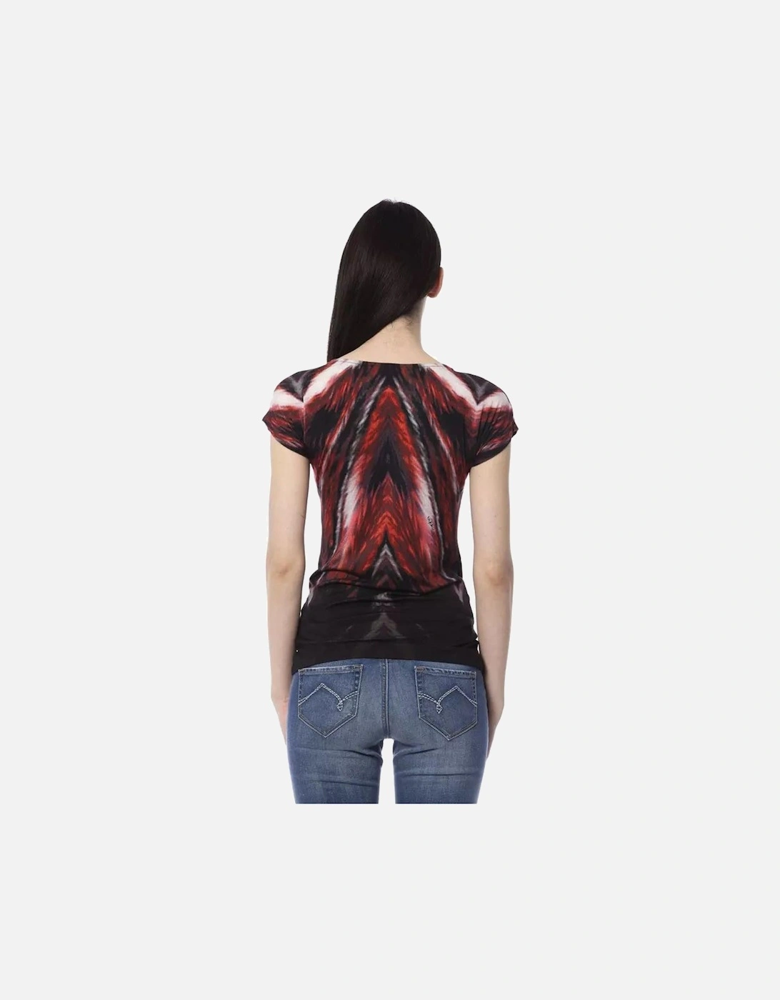Front Print Short Sleeve Round Neck T-shirt Women - Multicolor