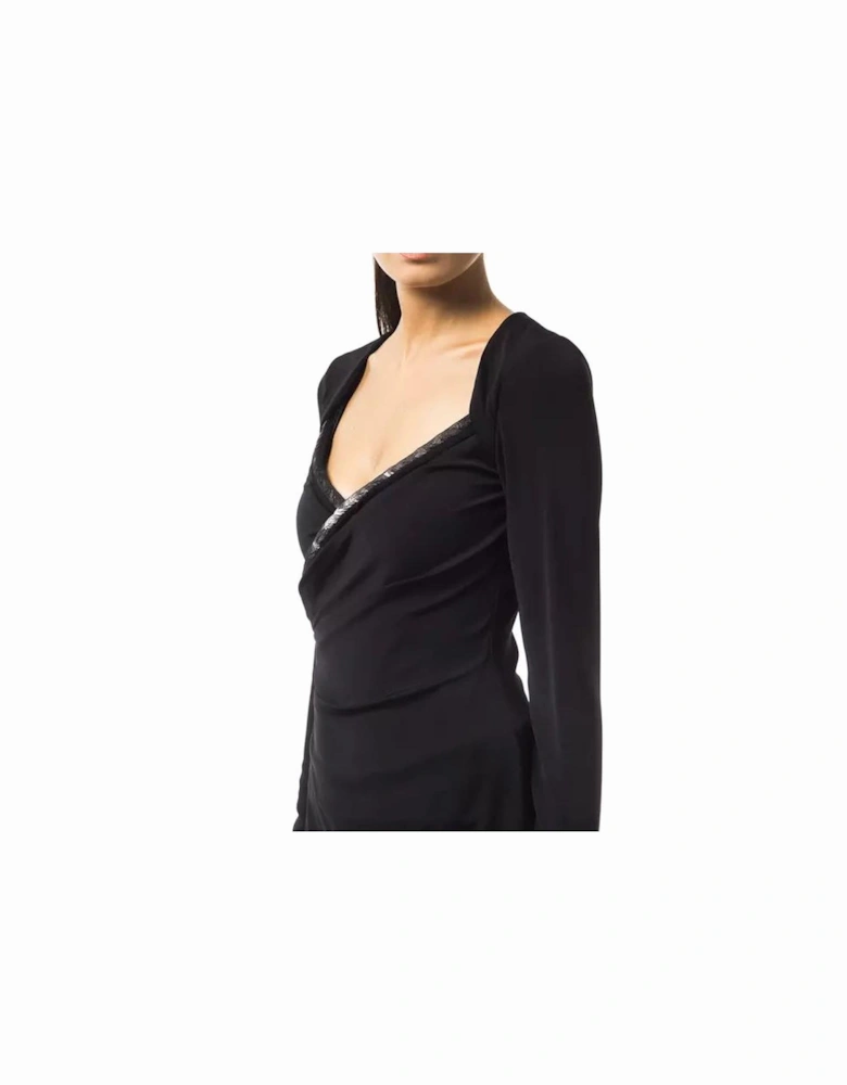 Long Sleeve VNeck Top Women - Black T-Shirts