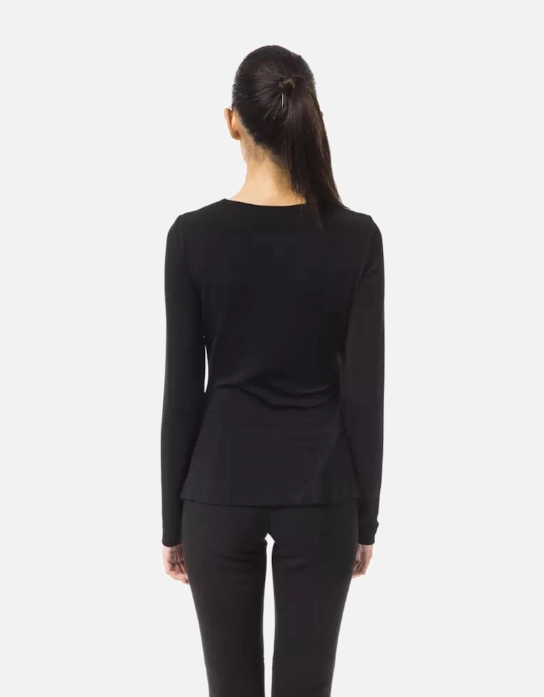 Long Sleeve VNeck Top Women - Black T-Shirts