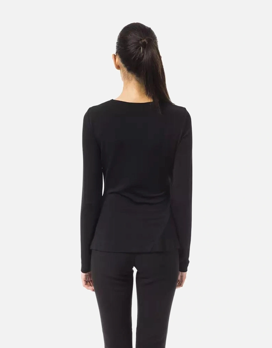Long Sleeve VNeck Top Women - Black T-Shirts