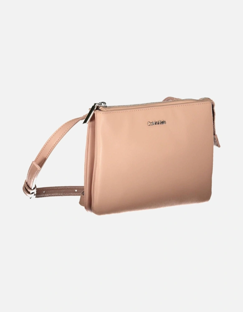 Pink Eco-Friendly Shoulder Bag with Adjustable Straps and Contrasting