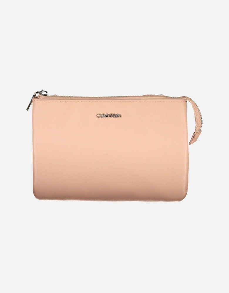 Pink Eco-Friendly Shoulder Bag with Adjustable Straps and Contrasting