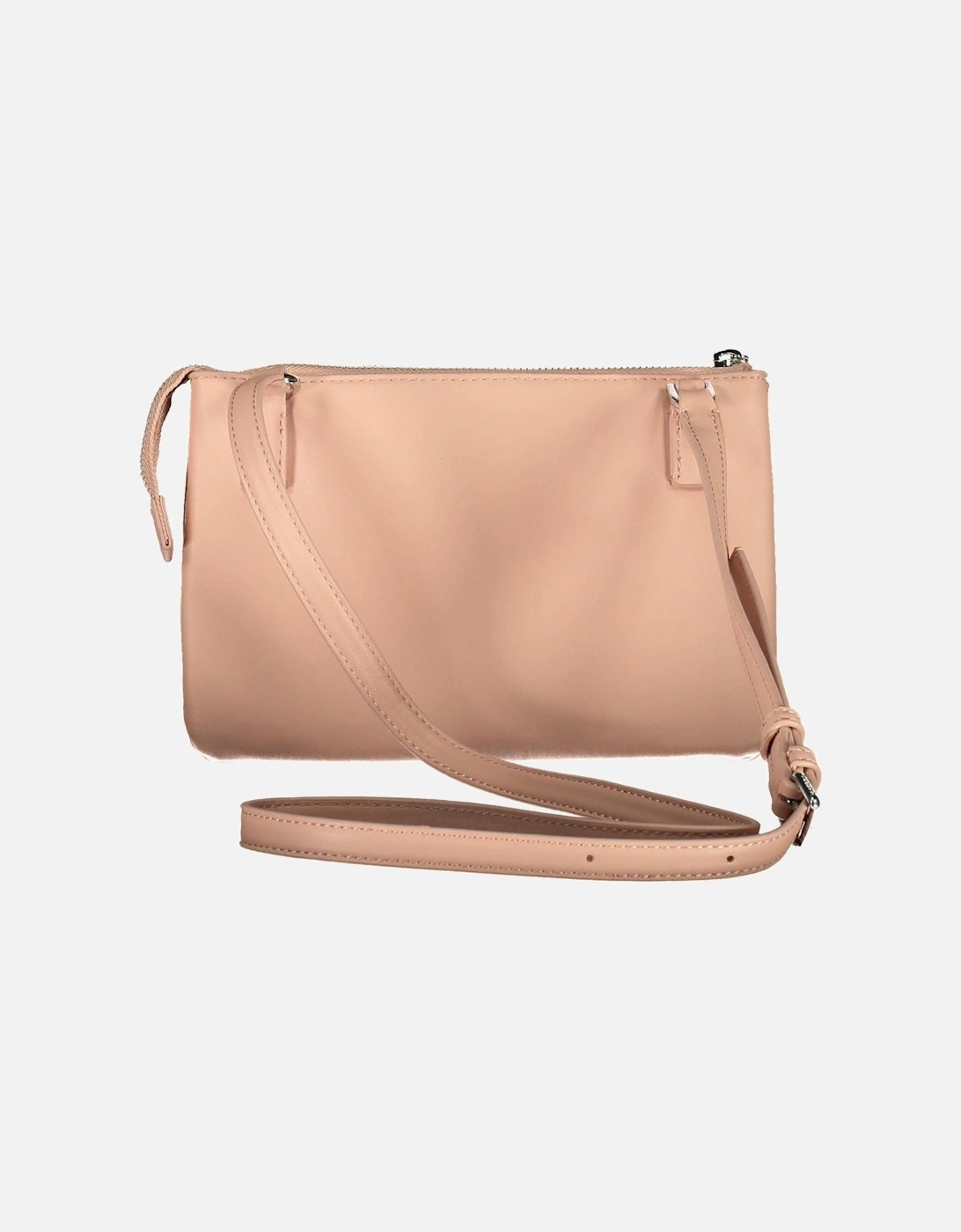 Pink Eco-Friendly Shoulder Bag with Adjustable Straps and Contrasting