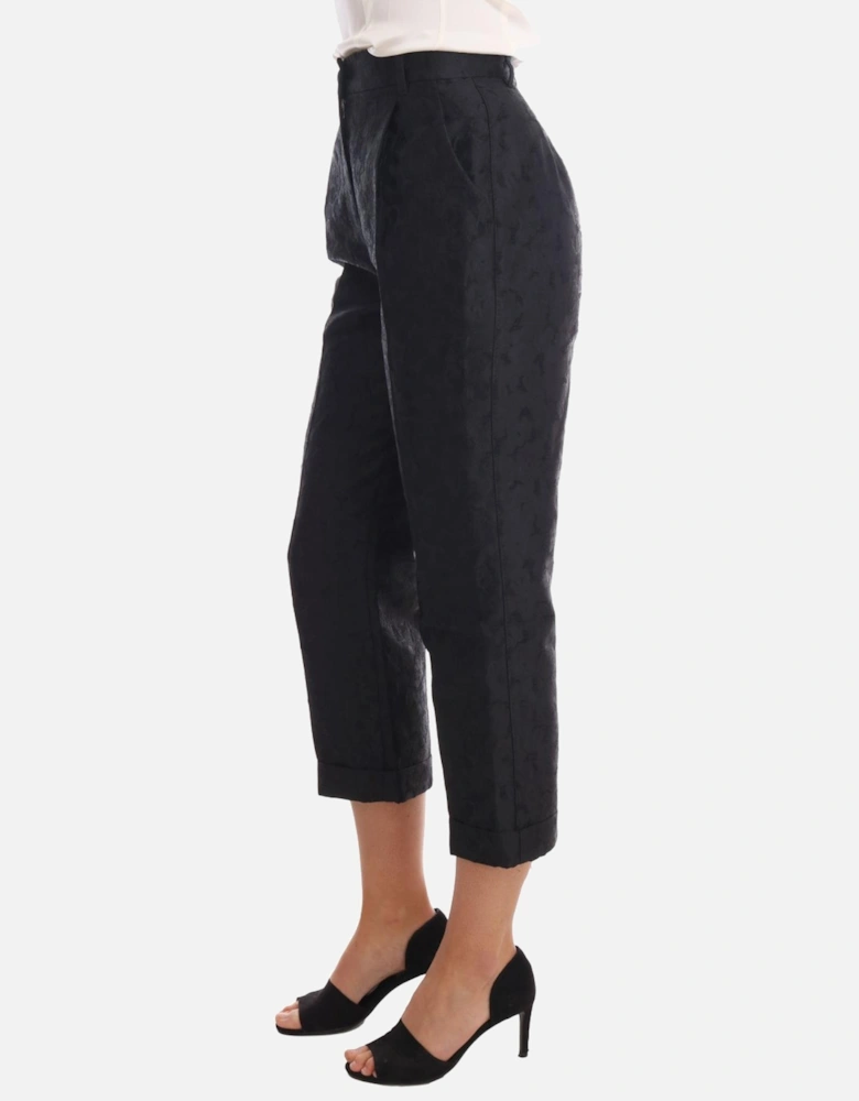 Cropped Floral Trousers Women - Black Jeans