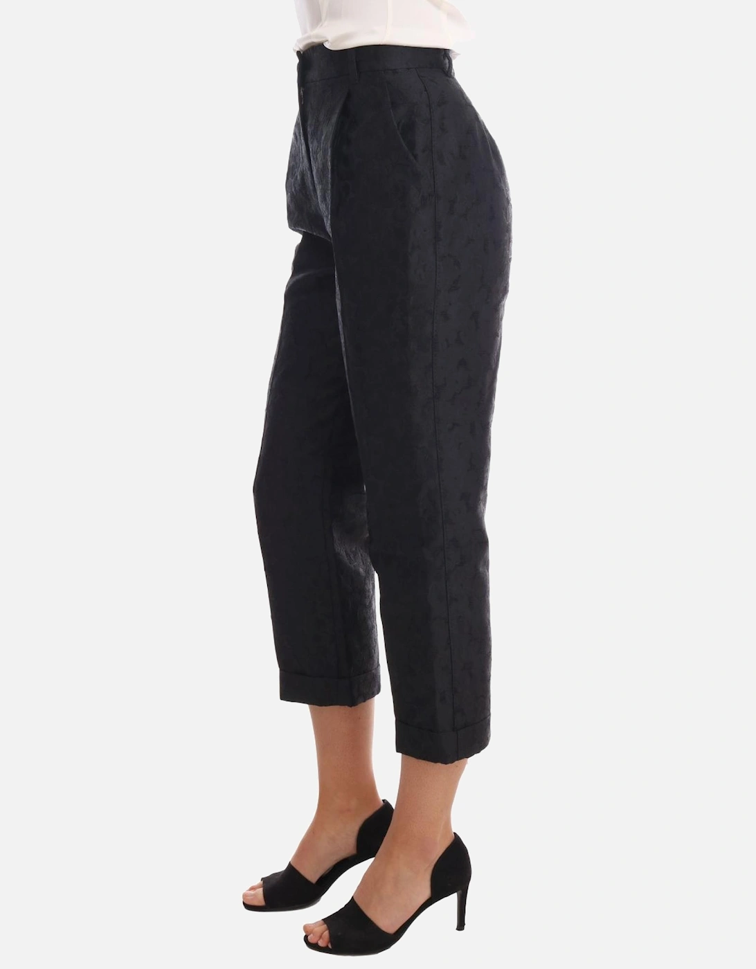 Cropped Floral Trousers Women - Black Jeans