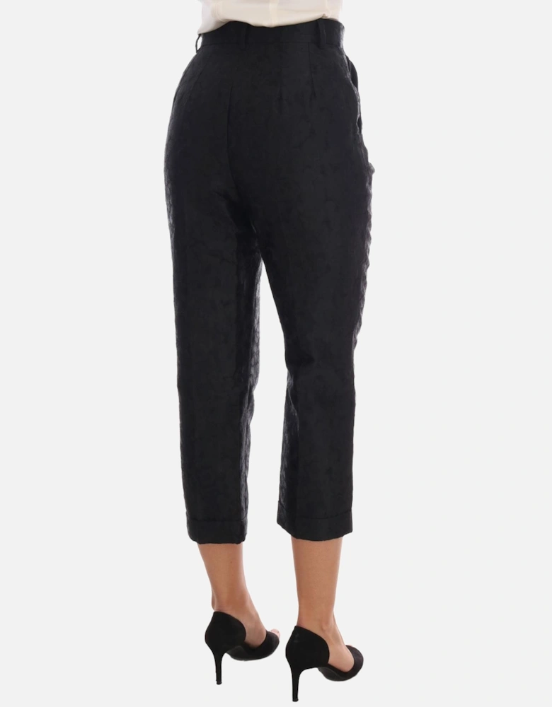 Cropped Floral Trousers Women - Black Jeans