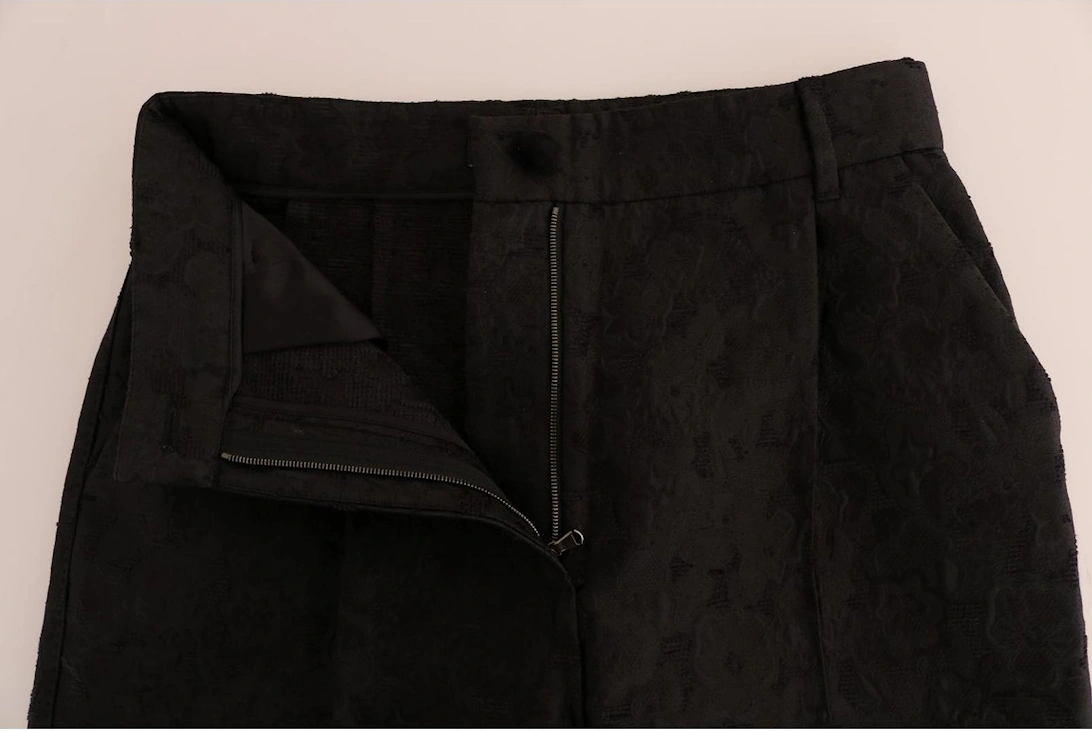 Cropped Floral Trousers Women - Black Jeans