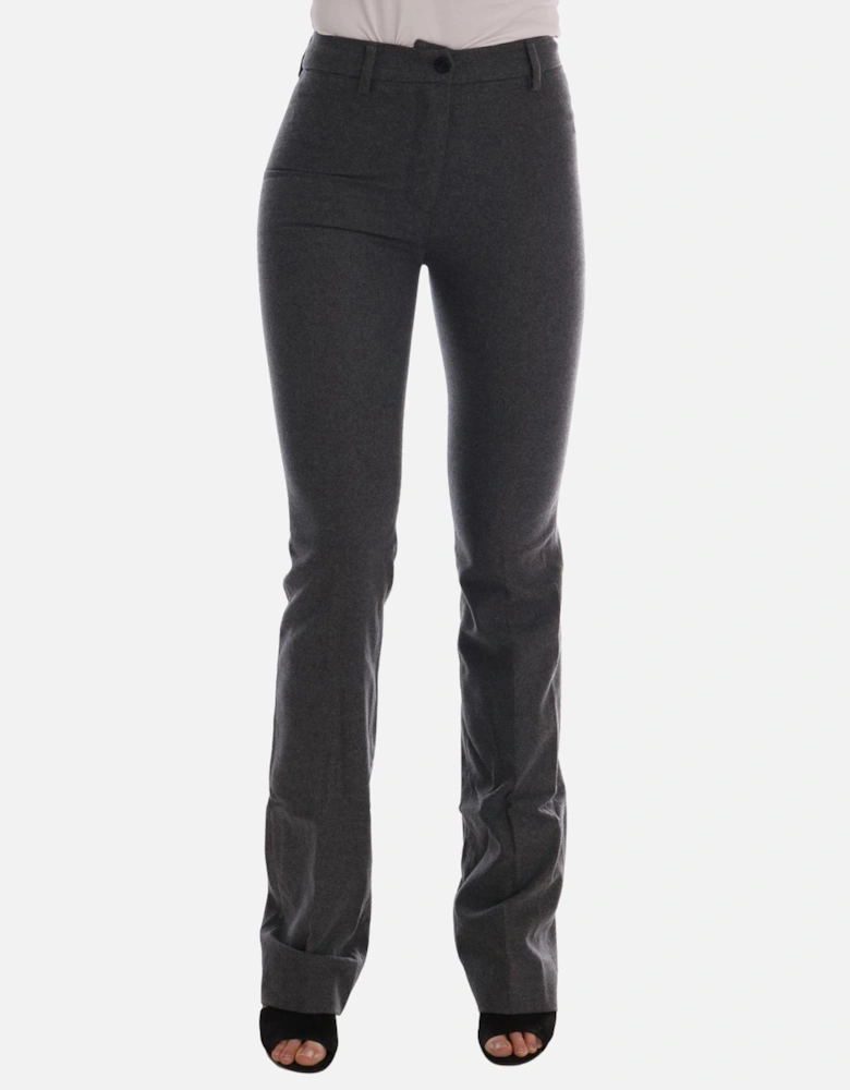 Formal Gray Zipper Closure Pants Women Jeans