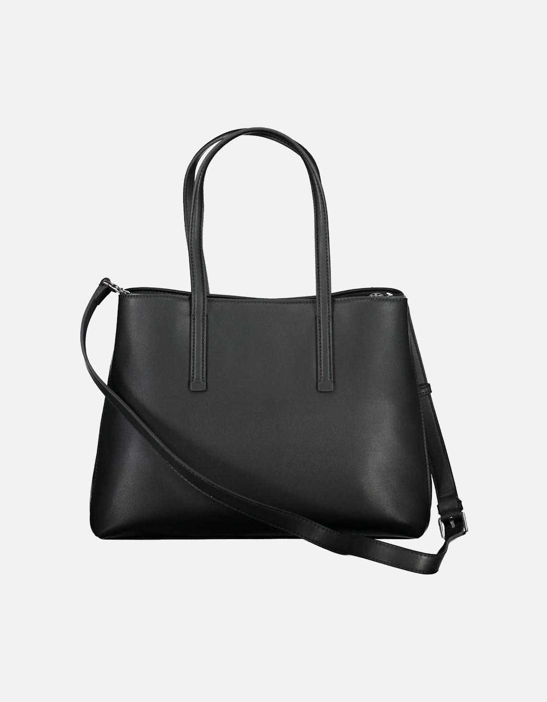 Black Eco-Chic Handbag with Sturdy Handles and Removable Shoulder