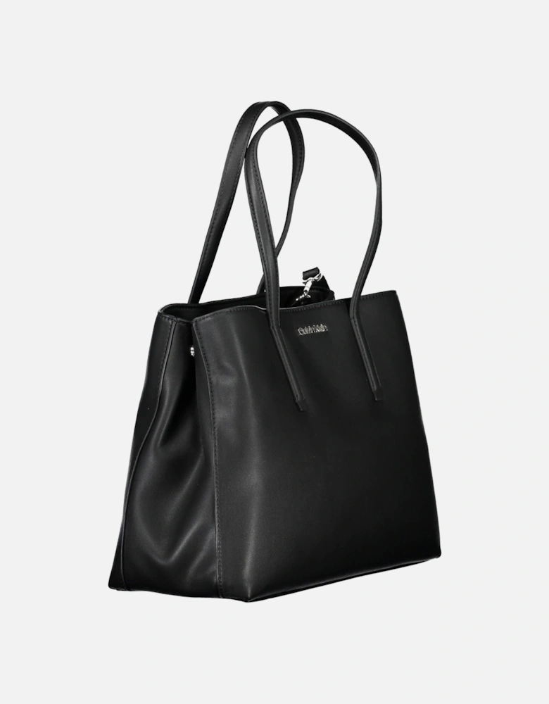 Black Eco-Chic Handbag with Sturdy Handles and Removable Shoulder