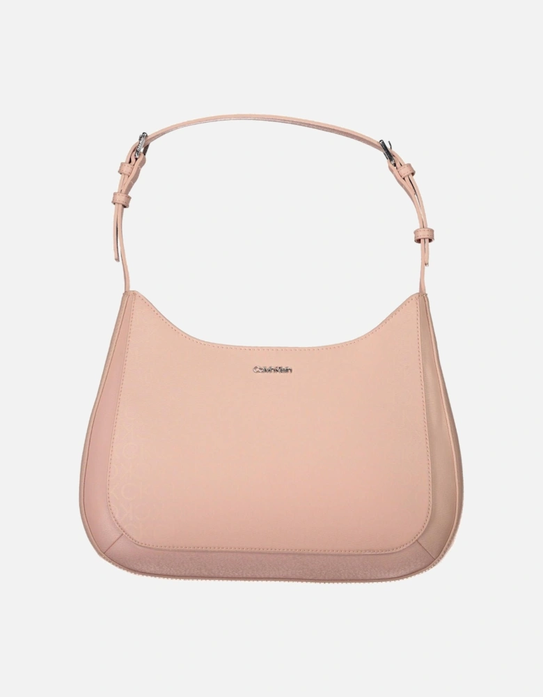 Sustainable Pink Shoulder Bag with Adjustable Handle and Internal