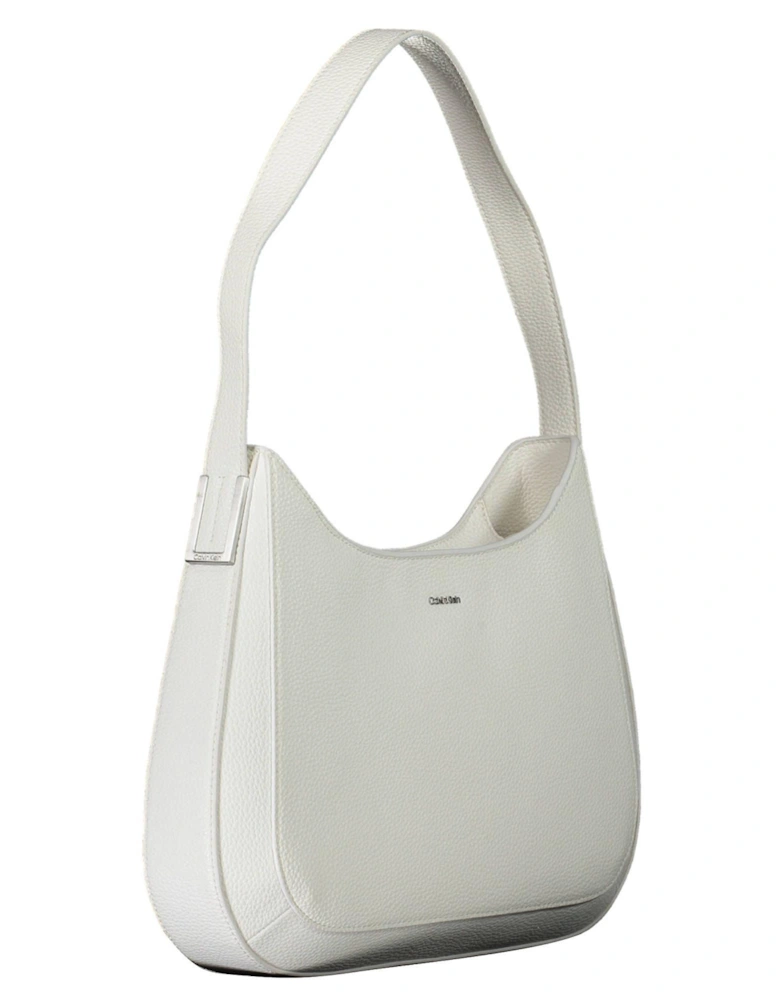 White Shoulder Bag with Contrasting Details and Eco-Friendly Material