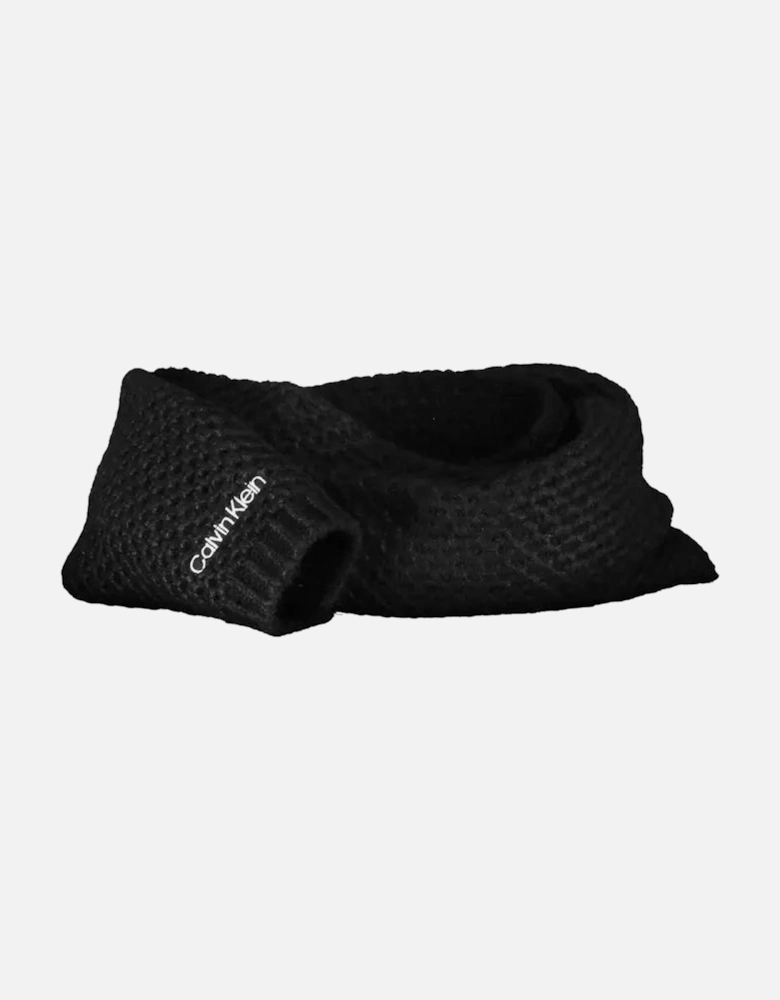 Contrasting Detail Embroidered Logo Scarf Women - Black Scarves