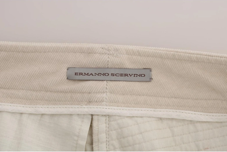 Corduroy Pants Zip Fly Biker Style Women - Beige Jeans