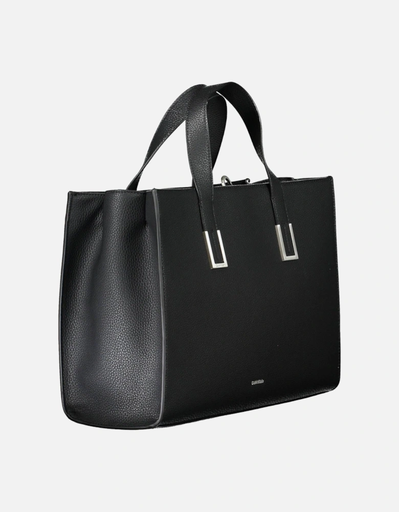 Sophisticated Black Handbag with Dual Compartments and Eco-Friendly