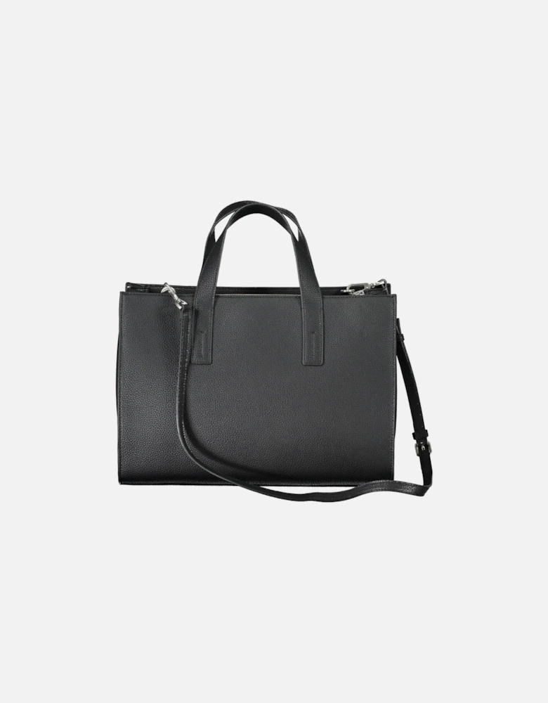 Sophisticated Black Handbag with Dual Compartments and Eco-Friendly