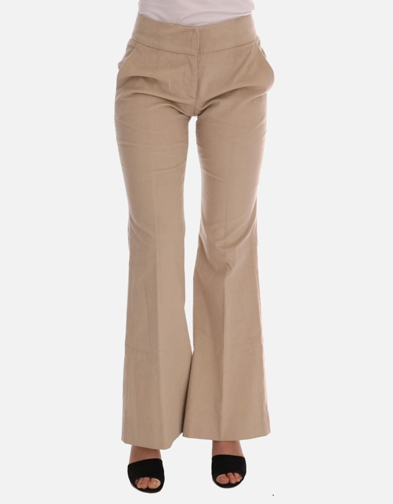 Flare Pants Beige Women Jeans