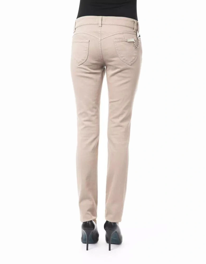 Slim Fit Pants with Chain Detail Women - Beige Jeans