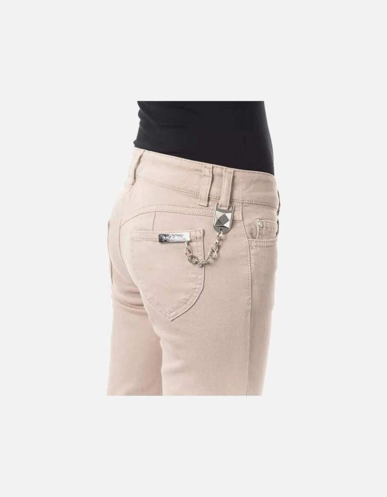 Slim Fit Pants with Chain Detail Women - Beige Jeans