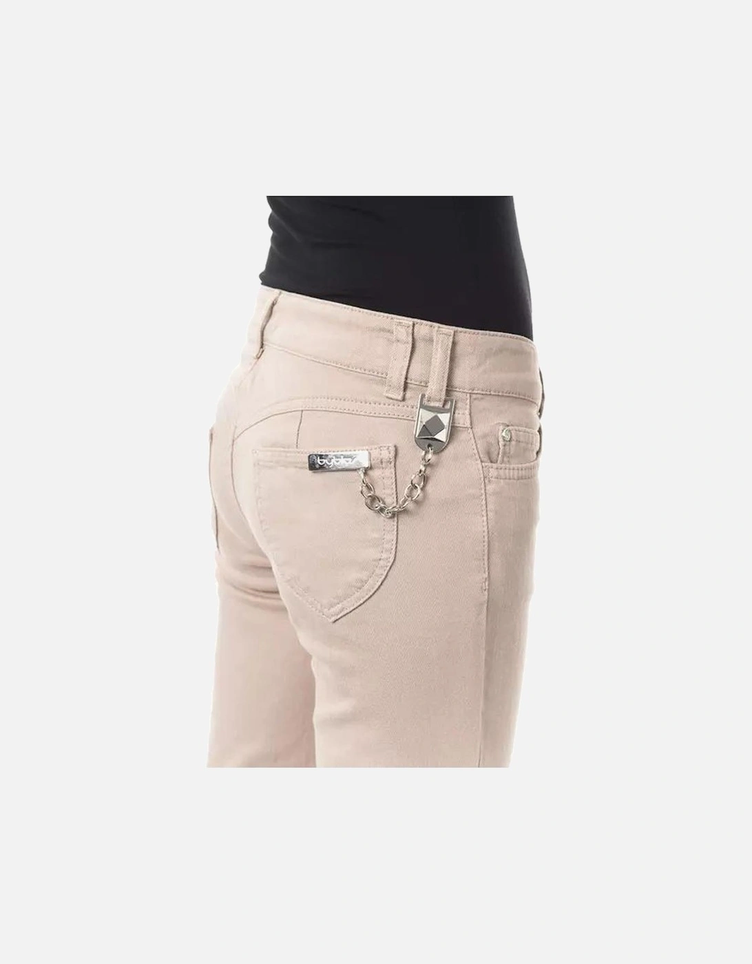 Slim Fit Pants with Chain Detail Women - Beige Jeans