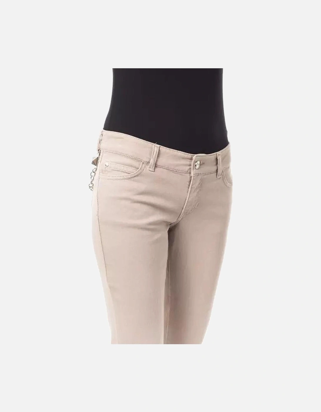 Slim Fit Pants with Chain Detail Women - Beige Jeans