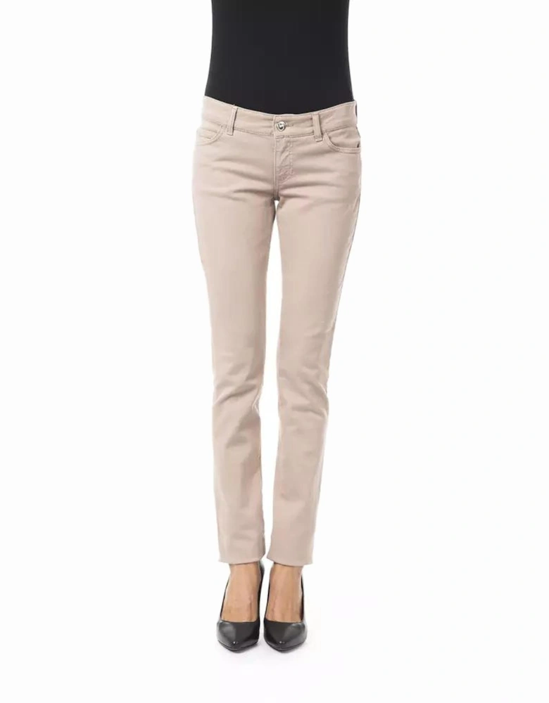 Slim Fit Pants with Chain Detail Women - Beige Jeans