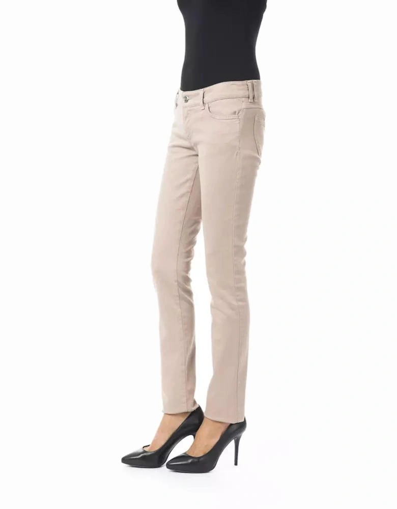 Slim Fit Pants with Chain Detail Women - Beige Jeans